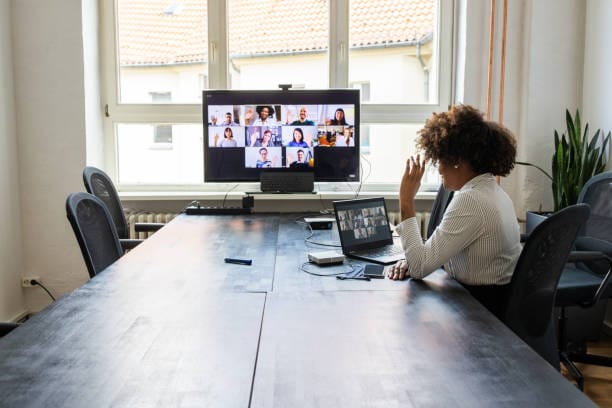 executive on a video call